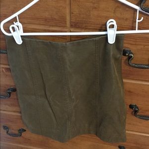 Women’s faux suede mini skirt.